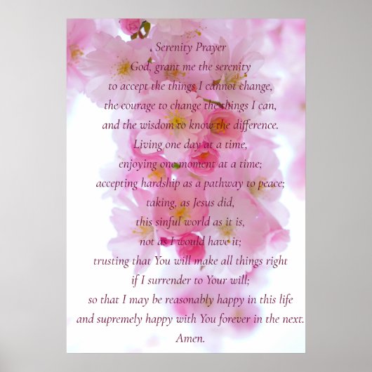 Elegant roze bloesem - Script Serenity Prayer Poster (Voorkant)
