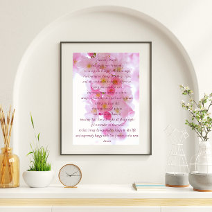 Elegant roze bloesem - Script Serenity Prayer Poster
