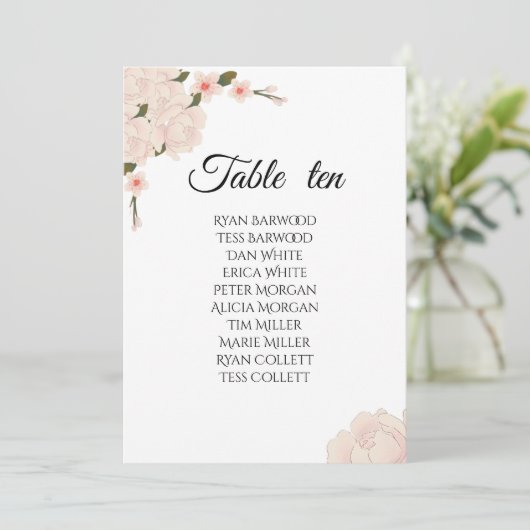 Elegant roze bloesems Blossom Wedding Seating Char Kaart (Staand voorkant)