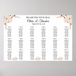 Elegant roze bloesems Blossom Wedding Seating Char Poster
