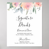 Elegant roze blozende bloemige signature drankjes  poster (Voorkant)