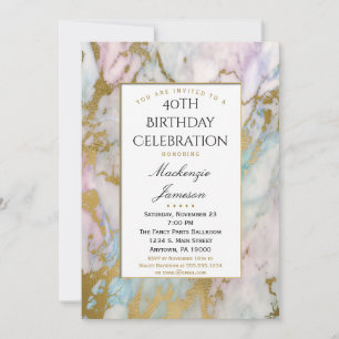 Elegant roze blue marmer uitnodiging
