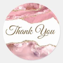 Elegant Roze Blush Agate Hartelijk dank Ronde Sticker