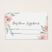Elegant roze blush Baby naam Suggestiekaart Visitekaartje (Voorkant)