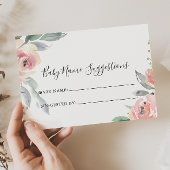 Elegant roze blush Baby naam Suggestiekaart Visitekaartje