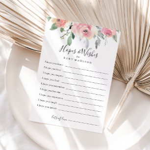Elegant Roze Blush Baby shower Hopes & Wishes Kaar Briefkaart