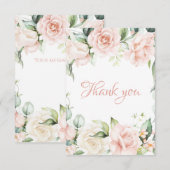 Elegant Roze Blush Bloemen Baby shower Bedankkaart (Voorkant / Achterkant)