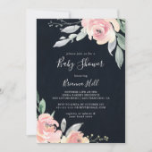 Elegant Roze Blush Bloemen Baby shower Invitation Kaart (Voorkant)