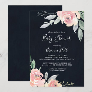 Elegant Roze Blush Bloemen Baby shower Invitation Kaart