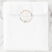 Elegant Roze Blush Bloemen Baby shower Ronde Sticker (Tas)