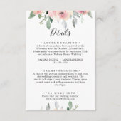 Elegant Roze Blush Bloemen Bruiloft Details Informatiekaartje (Voorkant)