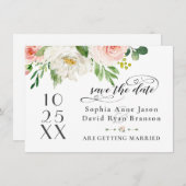 Elegant Roze Blush Bloemen Bruiloft Handschrift Save The Date (Voorkant / Achterkant)