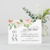 Elegant Roze Blush Bloemen Bruiloft Handschrift Save The Date (Staand voorkant)