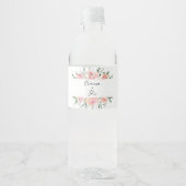 Elegant Roze Blush Bloemen Bruiloft Water Waterfles Etiket (Voorkant)