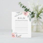 Elegant Roze Blush Bloemen Bucket List Kaarten (Staand voorkant)