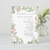 Elegant Roze/Blush Bloemen Eucalyptus 2 Venue Kaart (Staand voorkant)