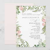 Elegant Roze/Blush Bloemen Eucalyptus 2 Venue Kaart (Voorkant / Achterkant)