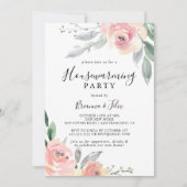 Elegant Roze Blush Bloemen Housewarming Party Kaart (Voorkant)