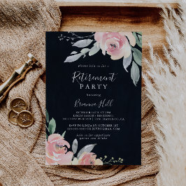 Elegant Roze Blush Bloemen Pensioen Party Invitat Kaart