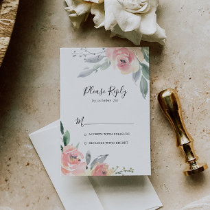 Elegant Roze Blush Bloemen RSVP Kaartje