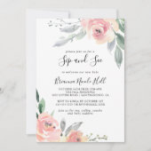 Elegant Roze Blush Bloemen Sip en See Kaart (Voorkant)