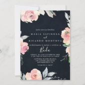 Elegant Roze Blush Bloemen Spaans Bruiloft Invitat Kaart (Voorkant)