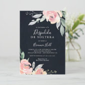 Elegant Roze Blush Bloemen Spaans Vrijgezellenfees Kaart (Staand voorkant)