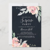 Elegant Roze Blush Bloemen Surprise Party Uitnodig Kaart (Voorkant)