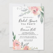 Elegant Roze Blush Bloemen Vrijgezellenfeest Tea P Kaart (Voorkant)