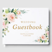 Elegant roze blush bloesem bruiloft gastenboek (Voorkant)