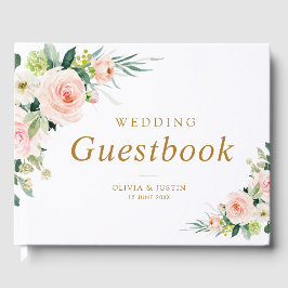Elegant roze blush bloesem bruiloft gastenboek