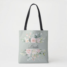 Elegant roze Blush Bride Waterverf Script Tote Bag