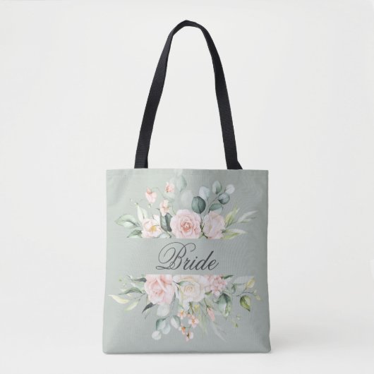 Elegant roze Blush Bride Waterverf Script Tote Bag (Voorkant)