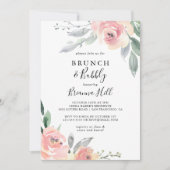 Elegant Roze Blush Brunch en Bubbly Vrijgezellenfe Kaart (Voorkant)