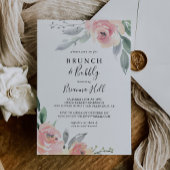 Elegant Roze Blush Brunch en Bubbly Vrijgezellenfe Kaart