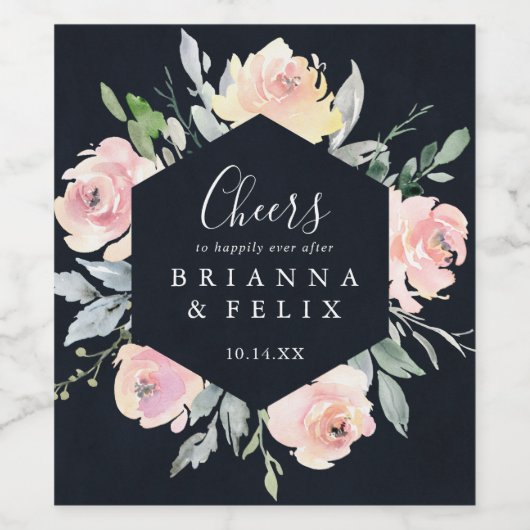 Elegant Roze Blush Cheers Bruiloft Wijn Labels Wijn Etiket (Enkel label)