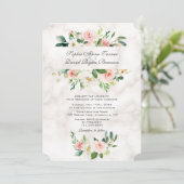 Elegant Roze Blush Cream Flowers Marble Wedding Kaart (Staand voorkant)