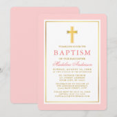 Elegant Roze Blush en Gold Baptisme Kaart (Voorkant / Achterkant)