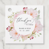 Elegant Roze, Blush en Roos Gouden Bruiloft Bloeme Bedankjes Labels (Voorkant)