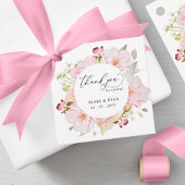 Elegant Roze, Blush en Roos Gouden Bruiloft Bloeme Bedankjes Labels