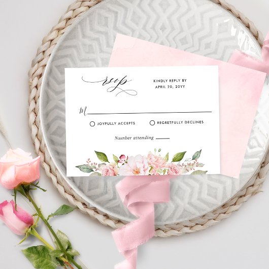 Elegant Roze, Blush en Roos Gouden Bruiloft RSVP