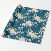 Elegant Roze Blush Eucalyptus Blue Cadeaupapier (Uitgerold)