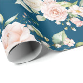 Elegant Roze Blush Eucalyptus Blue Cadeaupapier (Rol Hoek)