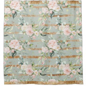 Elegant Roze Blush Eucalyptus Gold Sage Douchegordijn (Voorkant)