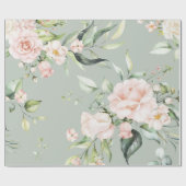 Elegant Roze Blush Eucalyptus Green Cadeaupapier (Vlak)