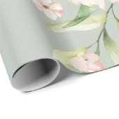 Elegant Roze Blush Eucalyptus Green Cadeaupapier (Rol Hoek)