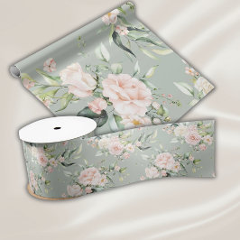 Elegant Roze Blush Eucalyptus Green Cadeaupapier