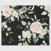 Elegant Roze Blush Eucalyptus Greenery Black Cadeaupapier (Vlak)