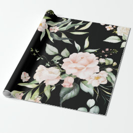 Elegant Roze Blush Eucalyptus Greenery Black Cadeaupapier
