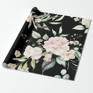 Elegant Roze Blush Eucalyptus Greenery Black Cadeaupapier